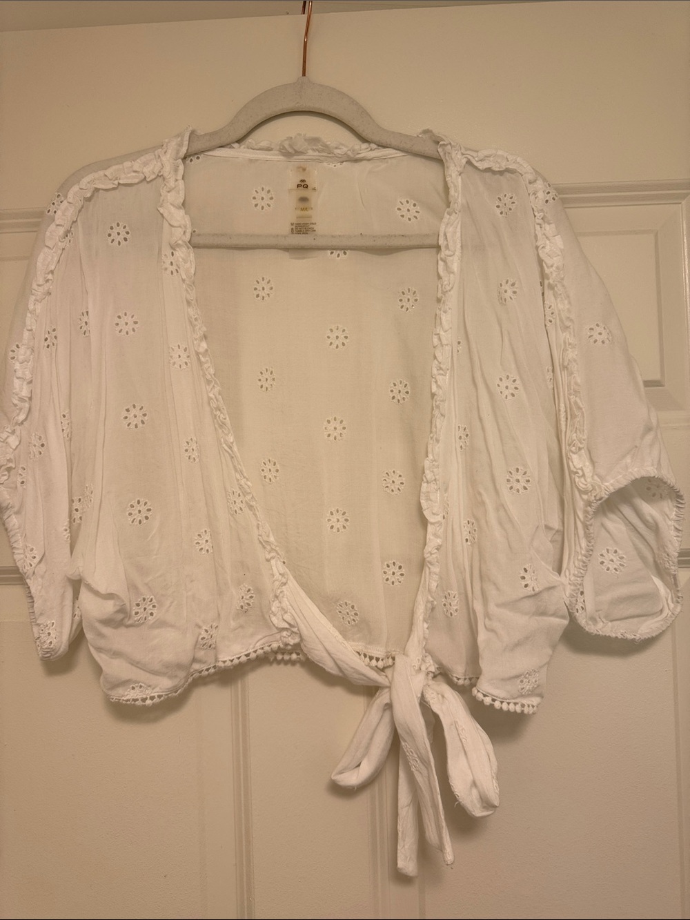 PQ Swim White Eyelet Tie-Front Beach Cover-Up